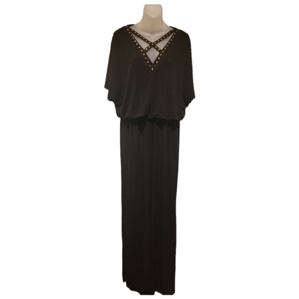 DRESS BARN COLLECTION; Women's Black Wide Leg Embellished Jumpsuit, Sz 12